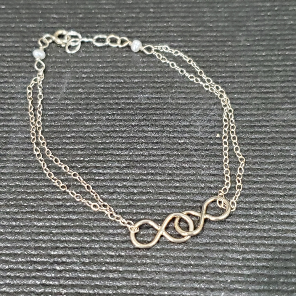 Infinity Gold Tone Double Chain Bracelet NWT - Picture 4 of 7